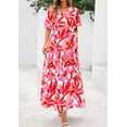 thumbnail image 7 of PRETTYGARDEN Women's Summer Maxi Dress Resort Wear Boho Floral V Neck Puff Short Sleeve Ruffle Flowy Beach Long Dresses, 7 of 7