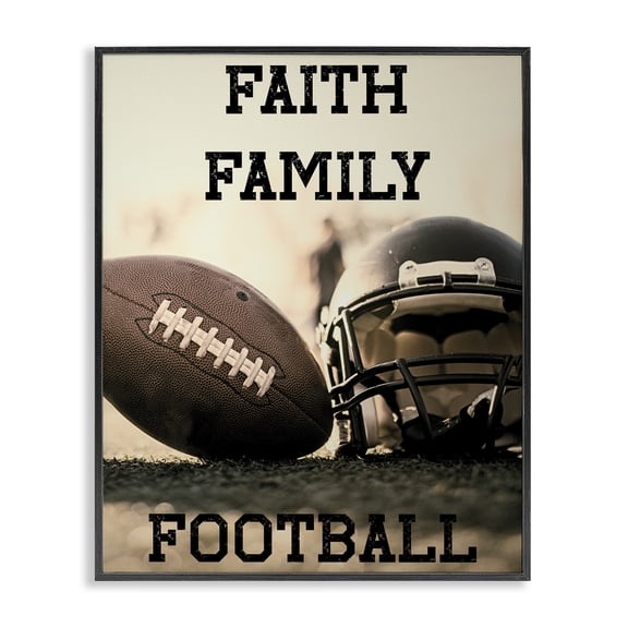 Stupell Industries Mid-Century Faith Family Football Black Framed Giclee Art, 11 x 14, by Jesse Keith