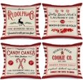 thumbnail image 1 of 4 fundas de almohada navideñas de rayas rojas rústicas, cojines navideños de invierno, decoración navideña de granja para el hogar, decoraciones navideñas, fundas de cojines, 1 of 4