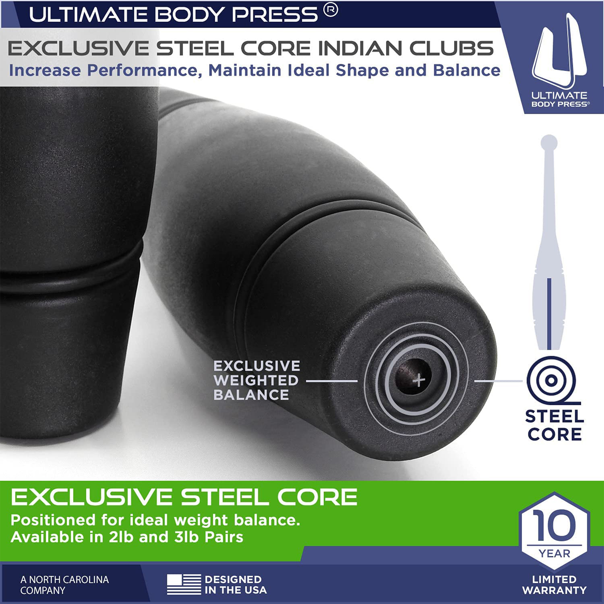 Indian Clubs - Steel Core 2lb Pairs