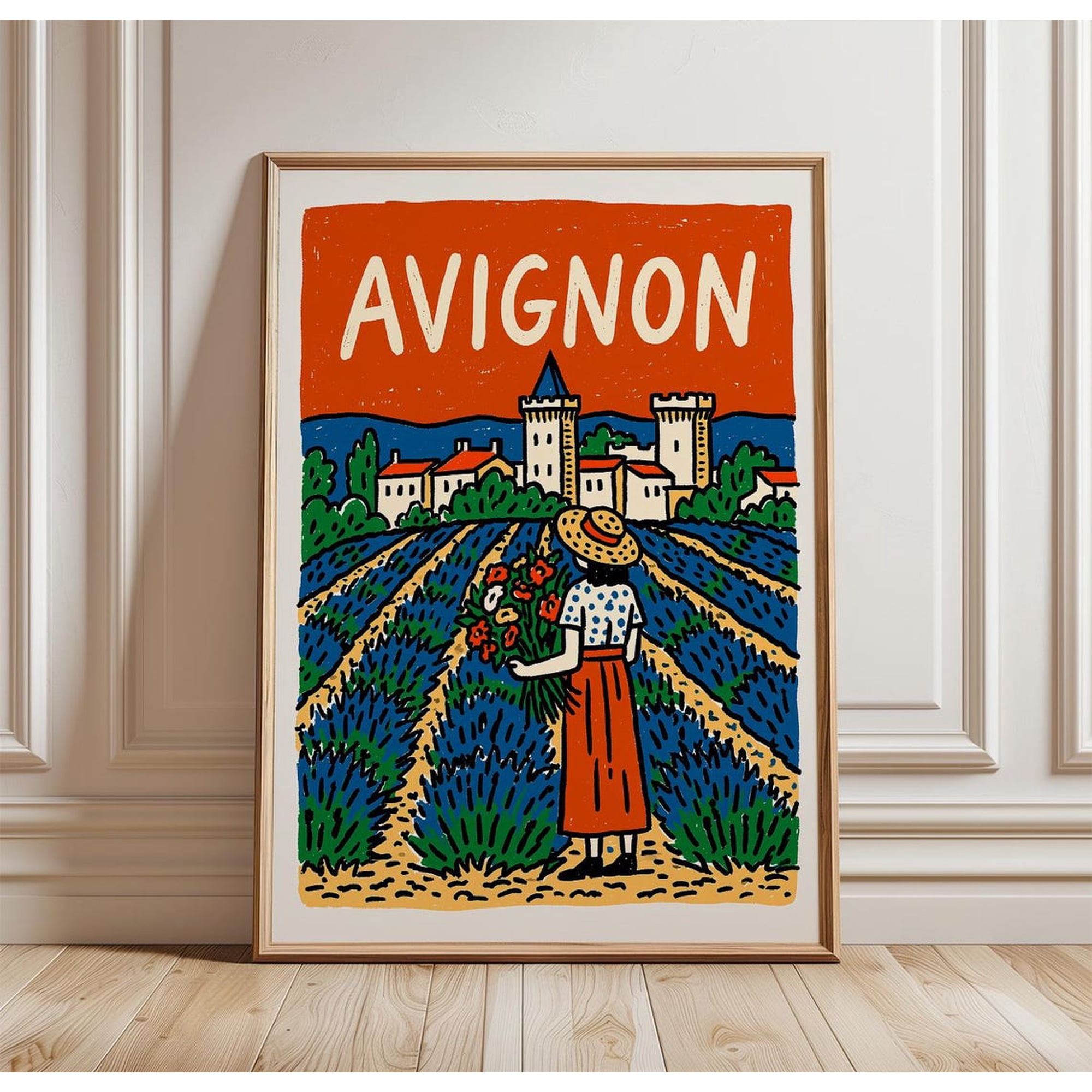 Avignon Lavender Cafe French Market Classic Cityscape Theme Home Wall Art Poster