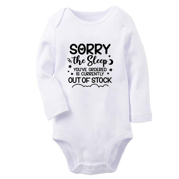 The Sleep You've Ordered Is Currently Out Of Stock Funny Rompers, Newborn Baby Unisex Bodysuits, Infant Jumpsuits, Toddler 0-12 Months Kids Long Sleeves Oufits (White, 6-12 Months)