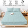 thumbnail image 5 of Twin Sze Fitted Sheet Set - Teal Blue Halloween 2 Piece Bedding Sets 16" Deep Pocket Fitted Sheet with 1 Pillowcase, Checkered Bat Bow Brushed Microfiber Hotel Luxury Bed Sheets, 5 of 9