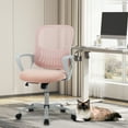 thumbnail image 5 of JOINSUN Ergonomic Mesh Office Chair with Armrests, Wheels, Mid-Back, Lumbar Support for Home, Pink, 5 of 6