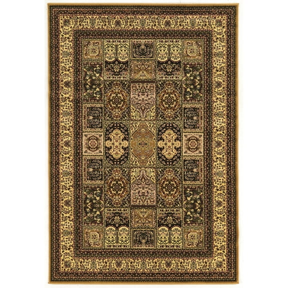 Linon Home Decor Persian Treasures Area Rug Collection, Black and Cream, 8' Round