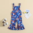 thumbnail image 2 of Odeerbi Toddler Jumpsuit Girls Summer Floral Romper Independence Day Flare Jumpsuit Kids 2025 Fashion Cute Flowers Print Flared Trousers Baby Clothes Blue, 2 of 9
