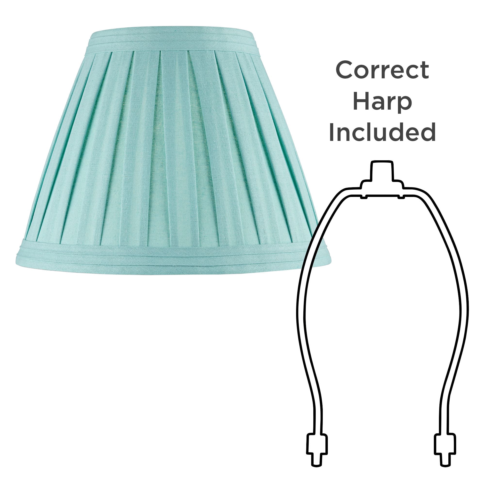 Springcrest Set of 2 Pleat Empire Lamp Shades Turquoise Blue Medium 7" Top x 14" Bottom x 11" High Spider Harp and Finial Fitting