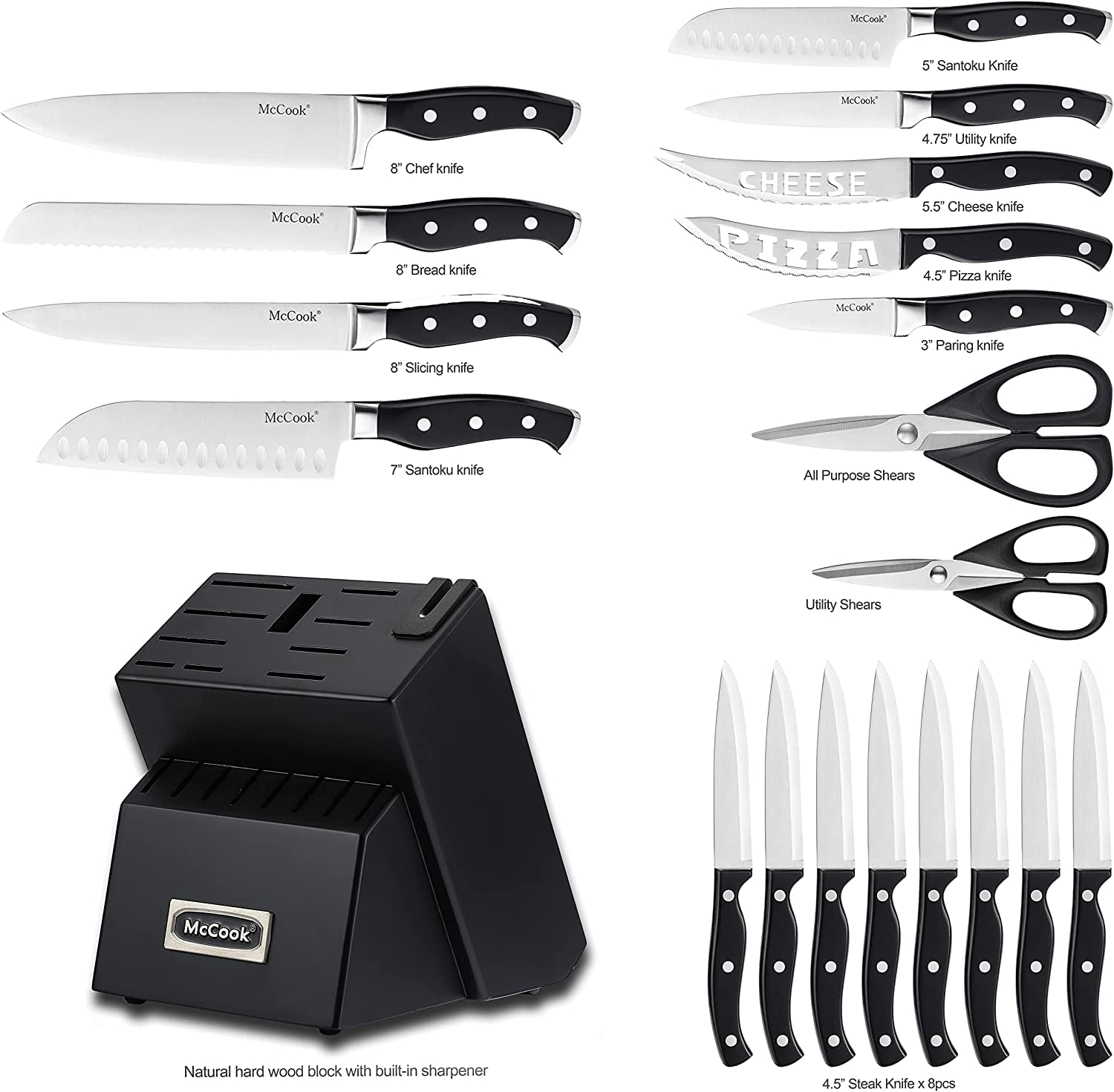 McCook Kitchen Knives Set, 15-PC - German Stainless Steel – Môdern Space  Gallery