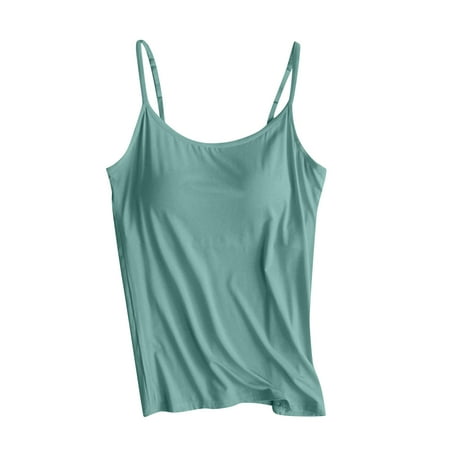 youzhen Camisoles for Women Plus Women s Solid Color Adjustable Slim Camisole Tank Top Without Steel Ring Underwear Yoga Sports Tank Tops  Size S Mint Green