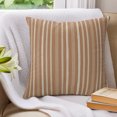 thumbnail image 3 of Pillow Covers 24x24 Set of 2, Brown Striped Throw Pillow Covers Decorative Couch Cushion Cover, Farmhouse Stripes Modern Vintage Microfiber Soft Square Pillowcases for Bedroom Living Room Sofa, 3 of 9
