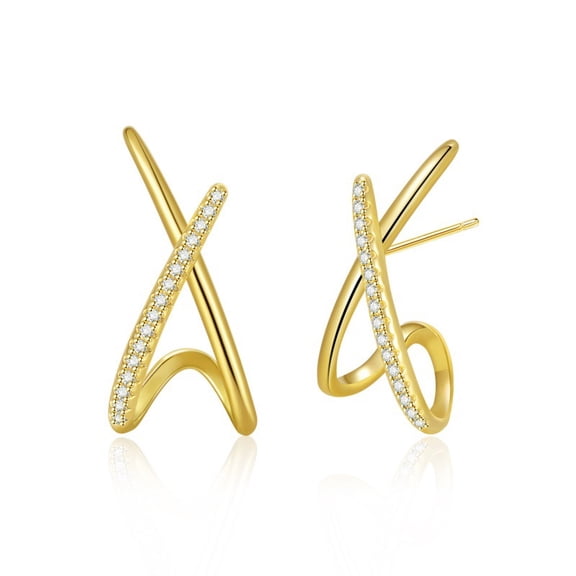 ORLOV DIAMONDS 14K Yellow Gold Plated 1.20Ct Moissanite Criss Cross Stud Earrings for Women