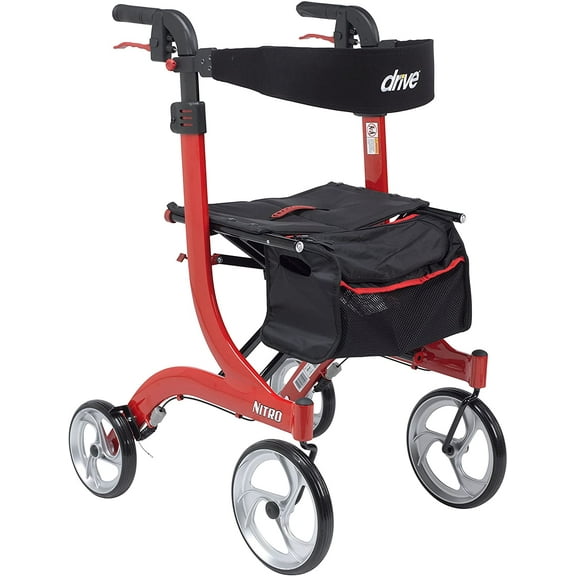 Drive Medical RTL10266-T Nitro Euro Style Walker Rollator, Tall, Red( Pack of 2 )