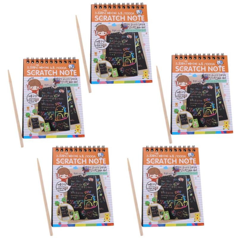 5 Colourful Rainbow Art Scratch Drawing Notepad Sketchbook Kid's Gift Orange 