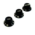 thumbnail image 4 of 3 Stratocaster Strat Tone & Volume Guitar Control knobs replacement -Black (C35), 4 of 4