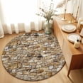 thumbnail image 2 of Brick 5ft Non Slip Round Area Rug Abstract Multi Colored Brick Wall Photo Washable&nbsp;Soft Area Rugs for Living Room, Indoor&nbsp;Circle Carpet for Bedroom Dining Room Kitchen, 2 of 9