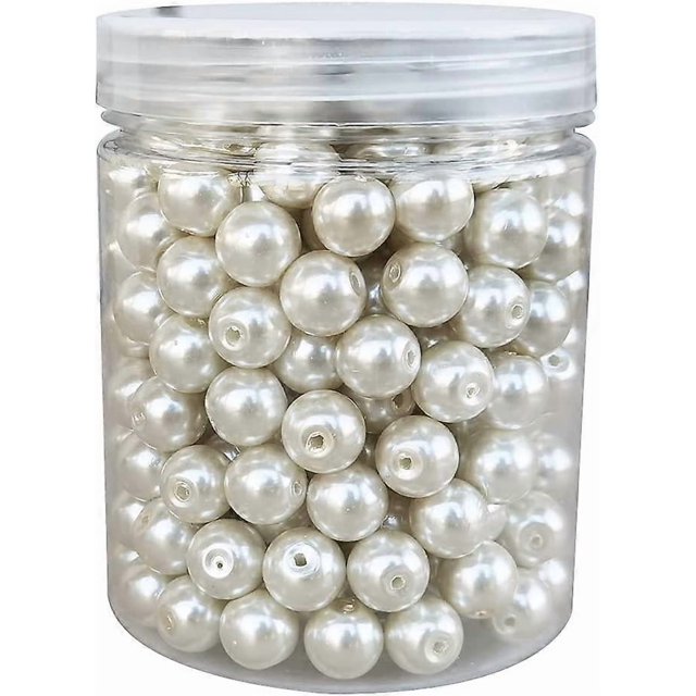 About 250pcs 10mm Ivory Glass Pearl Round Loose Spacer Beads for DIY Craft Necklaces Bracelets Jewelry Making
