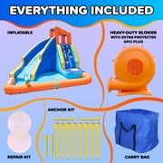 Sportspower Big Wave II Inflatable Water Slide with Climbing Wall & Splash Pool, Kids Backyard Water Park with Blower, Outdoor Ages 3–8