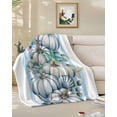 thumbnail image 2 of Throw Blanket Fleece Throw Blanket 40x50in, Autumn Pumpkin Shell Starfish Leaves Soft Lightweight Bed Blankets Blue Stripe Fuzzy Couch Blankets for All Season, 2 of 7