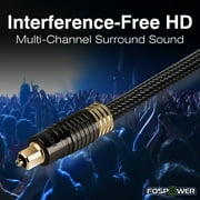 FosPower (6 Feet) 24K Gold Plated Toslink Digital Optical Audio Cable (S/PDIF) - [Zero RFI & EMI Interference] Metal Connectors & Ultra Durable Nylon Braided Jacket