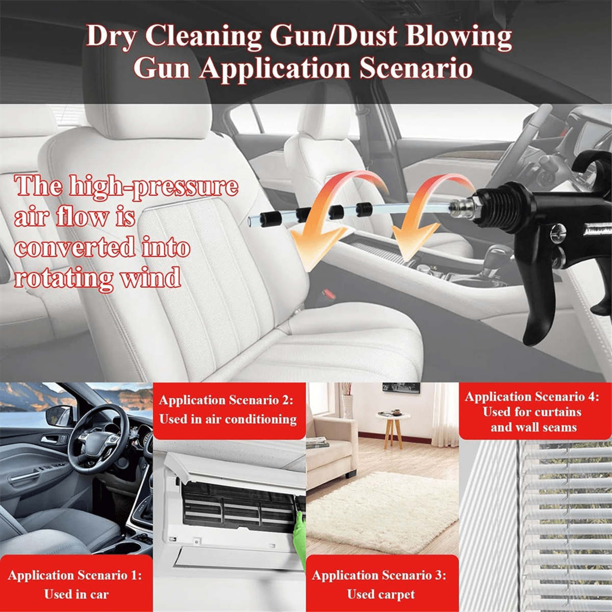 Air Cleaning Nozzle with Rubber Guard and Brass Adjustable Air Flow Nozzle Air Nozzle for Compressor Pneumatic Tool