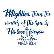 Quote Wall Decal Mightier Than the Waves Wall Decal Psalm 93:4 Nursery Decor F2 (blue)