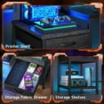thumbnail image 5 of DurayLoly 56 Inch Gaming Desk with Drawers and Shelf,Reversible Computer Desk with LED Lights and Power Outlets,Study Table with Hooks for Headphone,Bags,Black Desk Work Desk for Bedroom,Dorm, 5 of 9