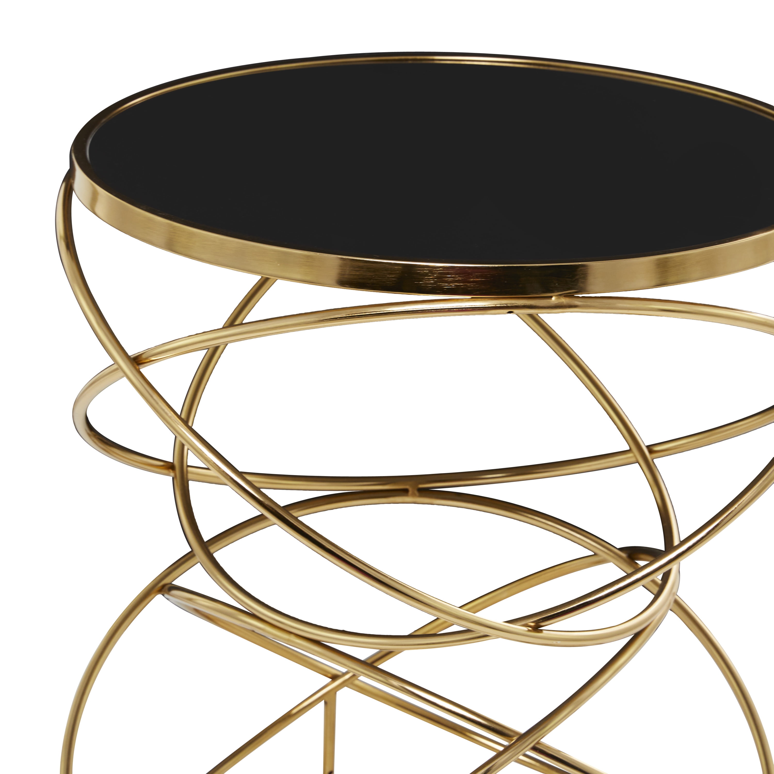 DecMode 20" x 24" Black Marble Accent Table with Spiral Base, 1-Piece
