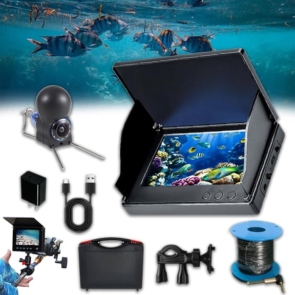 Underwater Fishing Camera, 4.3"/ 5" HD Waterproof Underwater Fish Finder Camera, 4K Ice Fishing Fish Finder with Infrared Night Vision Light for Ice Lake Boat Kayak Fishing