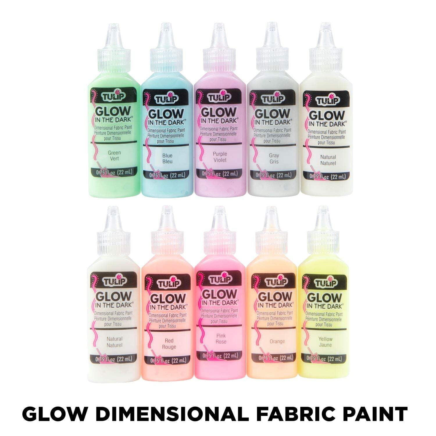 Tulip 0.75 fl oz Dimensional Fabric Paint Glow In The Dark 10 Pack