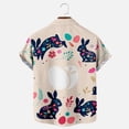 thumbnail image 5 of Hawaiian T-shirts for Men- Easter Rabbit Short Sleeve Beach Tops Bunny Printed Lapel Loose Tops Tops with Pocket, #6, Adult-4XL, 5 of 8