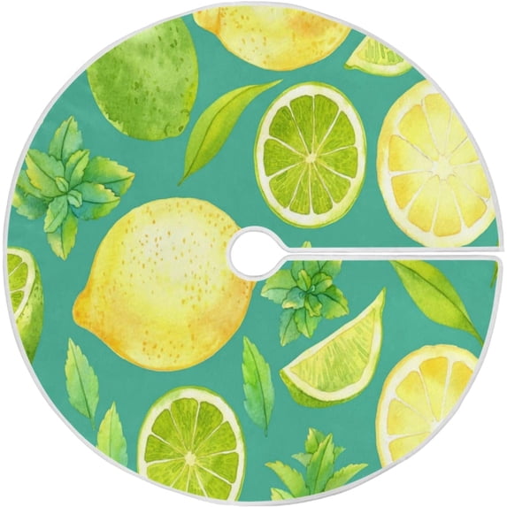 FMSHPON Lemon Xmas Christmas Tree Skirt Stand Mat for Holiday Party Decoration Indoor Outdoor 36 inches