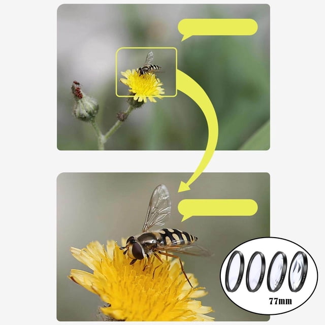 Maoww Close-up Filter Kit +1 +2 +4 +10 Lens Set for Digital Cameras 77mm
