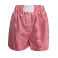 thumbnail image 4 of Womens Shorts Women's Casual Stripe Panel Sleep Shorts Comfortable Elastic Waist Soft Home Wear Striped Above Knee Red M, 4 of 4