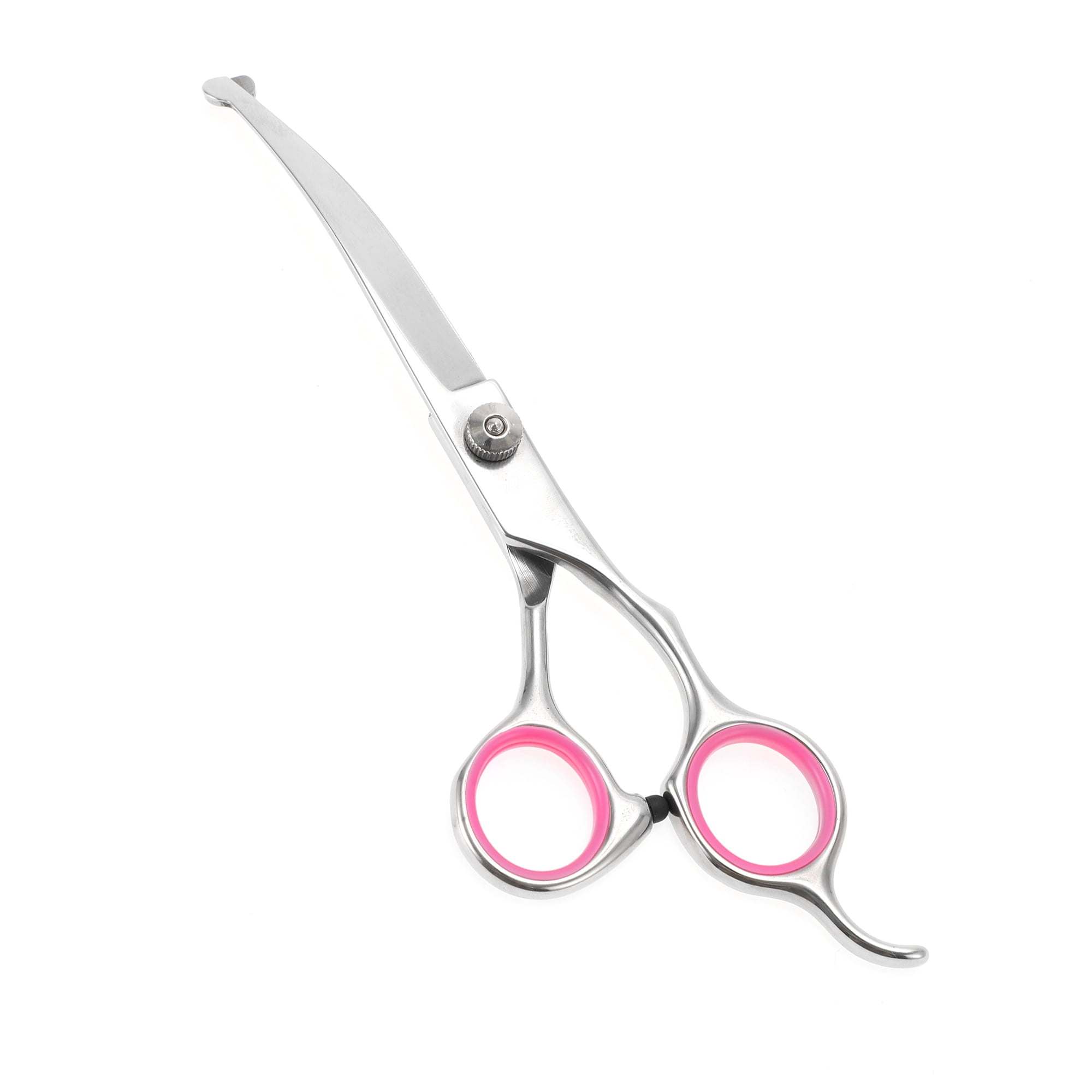 Unique Bargains 1 Pc Round Head Dog Grooming Scissors for Pets 6 Inches Silver Tone Pink