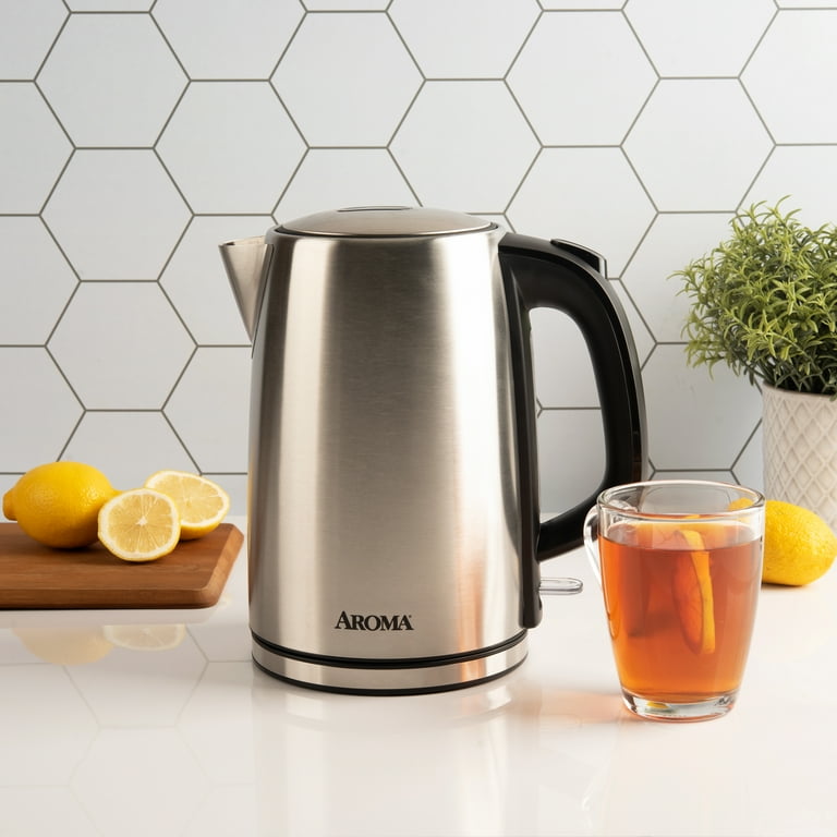 Aroma 1.7L Electric Kettle, 7-Cup Stainless Steel Pot with