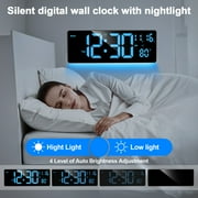 XREXS Digital Wall Clock Large Display, 16.5 LED Wall Clock with 6 Color Changes Night Lights, Auto DST, Count Up/Down Timer Clock with Remote Control for Living Room Bedroom Office Wall Decor