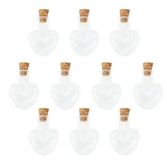 FRCOLOR Cute Clear Glass Bottles with Cork for Decoration or Gifts Love Heart Shape 2 5 * 2 2cm
