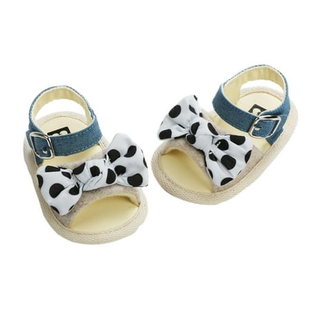 AnuirheiH Toddler Shoes Baby Girls Cute Rhinestones Weave Sandals Hollow Out Bow Non-slip Soft Bottom Sandals Clearance
