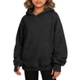 thumbnail image 3 of akafmk Girls Hoodie Sweatshirts Oversized Long Sleeve Sweatshirt with Kangaroo Pocket Casual Pullover Hooded Tops Solid Color Versatile Fall Clothes, Size 5-6 Years, 3 of 7