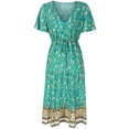 thumbnail image 4 of Skksst Bohemian Women Ethnic Style Ruffle Sleeve Dress, 4 of 5