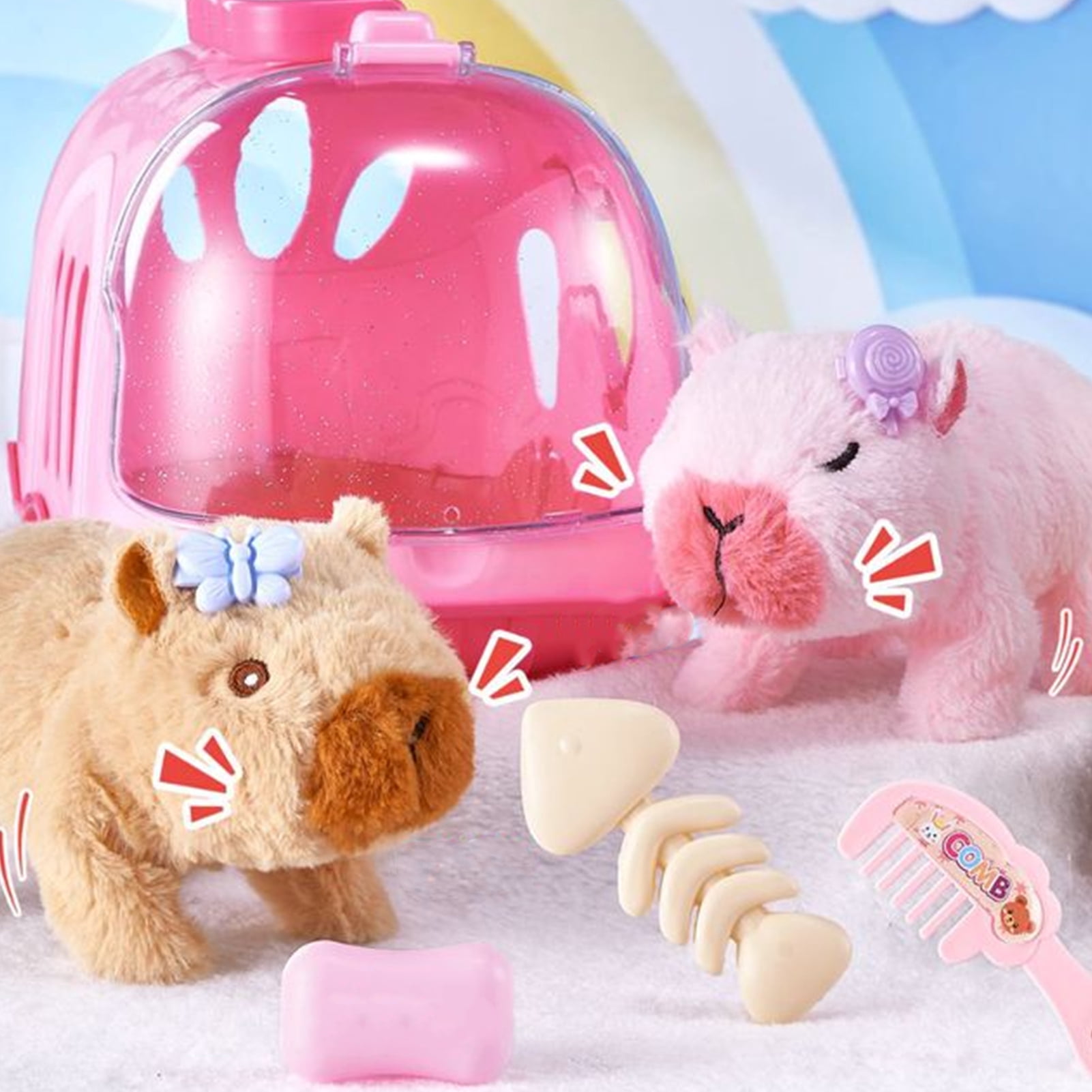 YIFAEUX Electric Plush Capybara Toy Interactive Simulation Sound Walking Animal Toy Toddlers Boys Girls Educational Baby Tummy Time Crawling Animal Toy