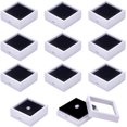thumbnail image 1 of Cajas de plástico cuadradas para almacenar diamantes sueltos y piedras preciosas con ventana de vidrio transparente y esponja negra, color blanco, 4,95 x 4,95 x 2 cm, 1 of 5
