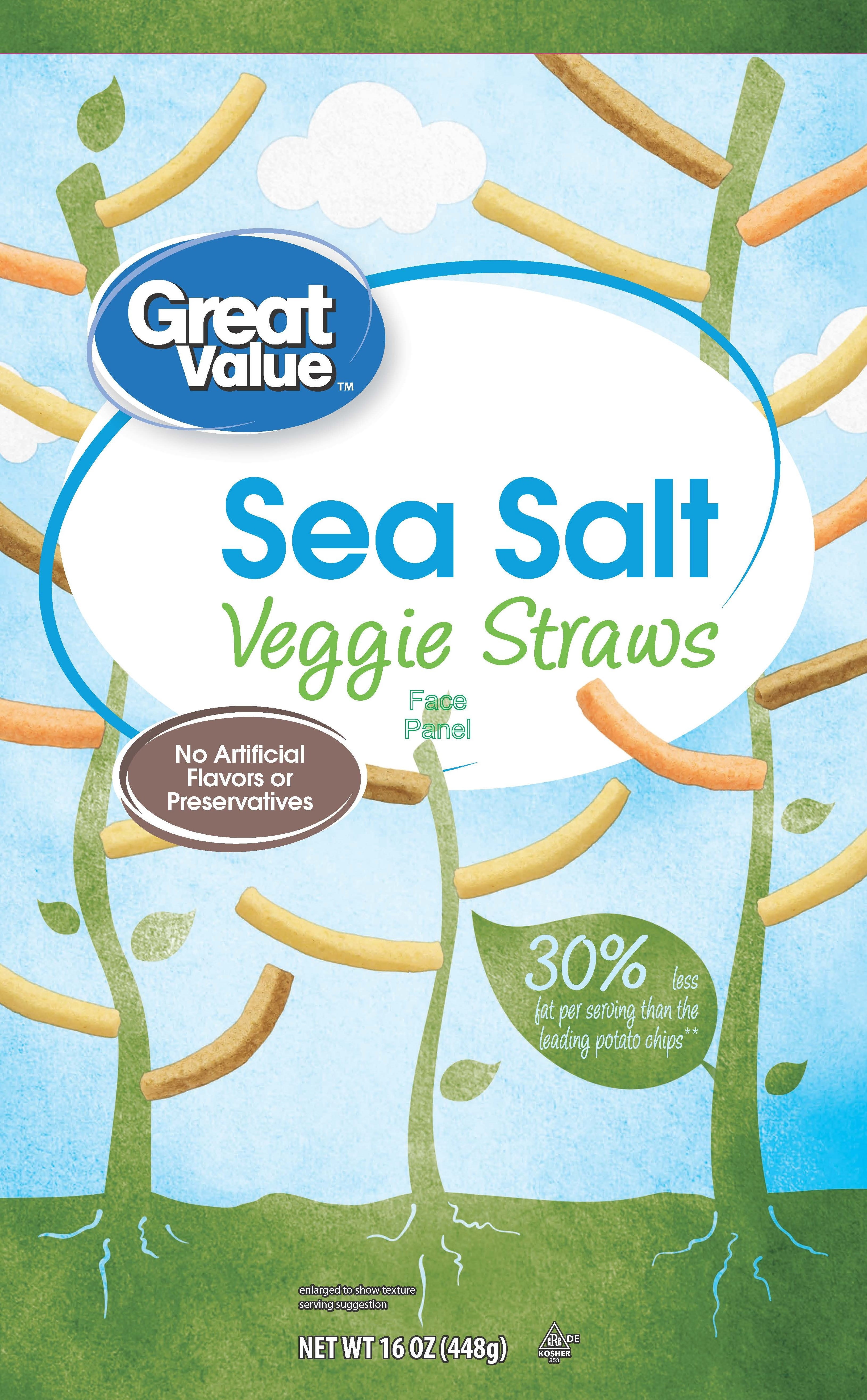 Great Value Sea Salt Veggie Straws, 16 oz