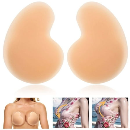 Deago 2 Pairs Push Up Sticky Bra for Women Reusable Invisible Silicone Adhesive Bra for Backless Strapless Dress