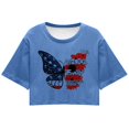 thumbnail image 4 of TSADFHJI T-Shirt pour Femmes Pack Coton Crop Tops Décontractés Mode Imprimé Col Rond Manches Courtes Chandail T-Shirt S Bleu, 4 of 4