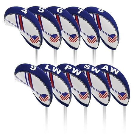 - Club Head Cover Neoprene Golf Club Iron Head Cover Set With Red Blue White US Flag Headcovers 10pcs