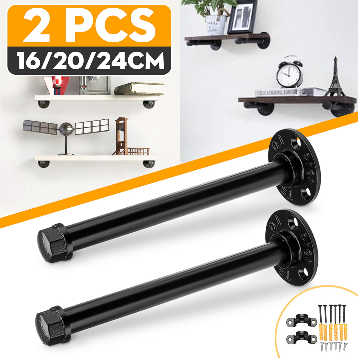 Details about   Industrial Pipe Shelf Bracket Components In Various Thickness Black 