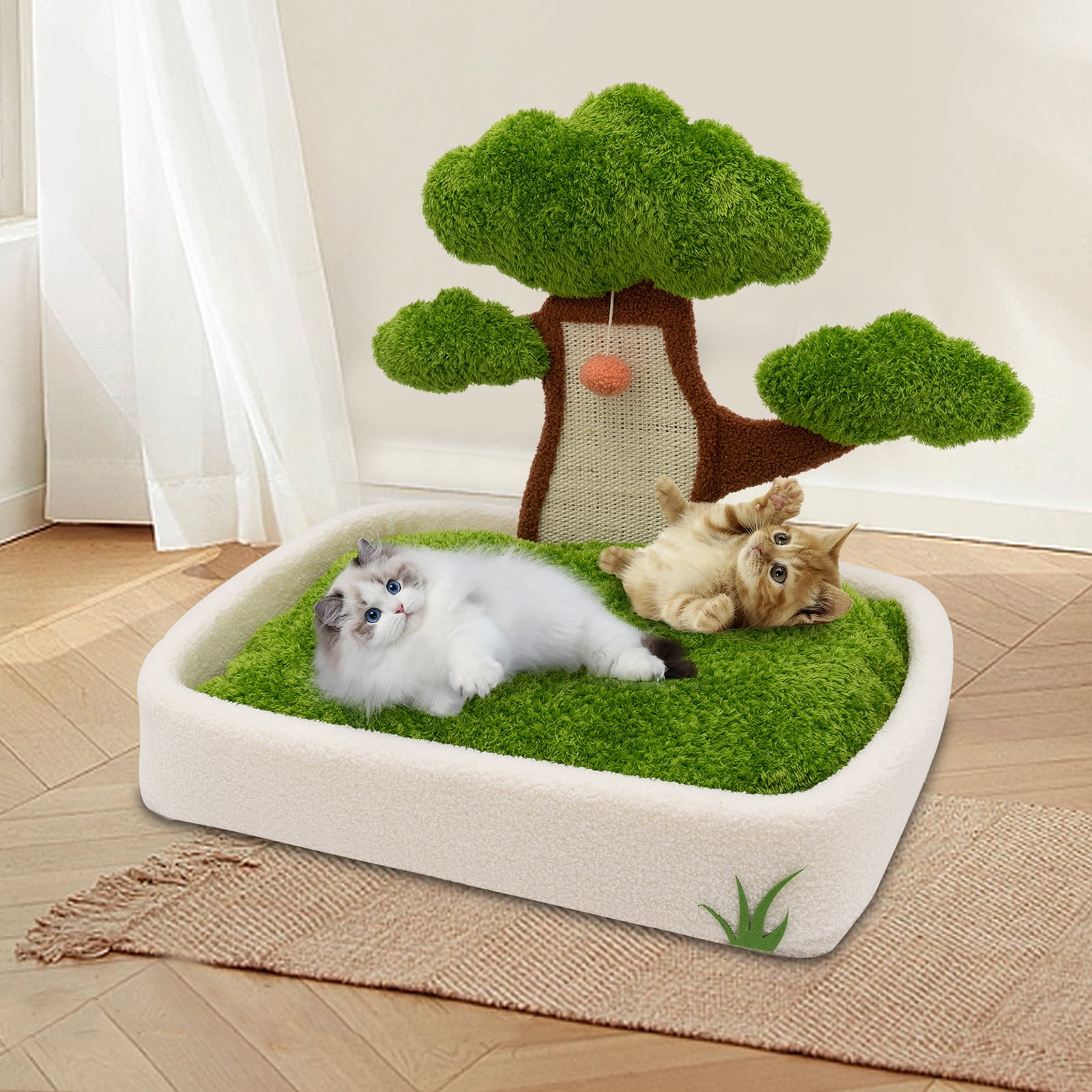 Cat Scratching Post - 23.6'' Cat Bonsai Tree with hanging ball, Combination Of Cat Scratching Post and Cat Bed, Cat Furniture, Cat Bed