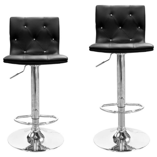 Best Master Tabouret de Bar Pivotant Moderne avec Look Cristal/tufté en Noir (Ensemble de 2)