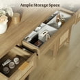 thumbnail image 3 of SICOTAS 52" Rattan Computer Desk with 3 Drawers & 2 Storage Cabinets, Boho Executive Desk, Modern Writing Desk for Home Office Bedroom, Oak, 3 of 11